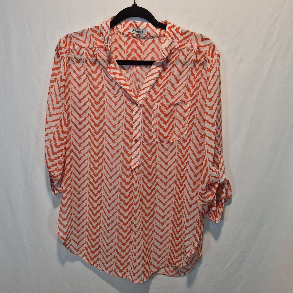 XTAREN Womens Md Chevron Top Resort Wear Business Casual Preppy Geometric